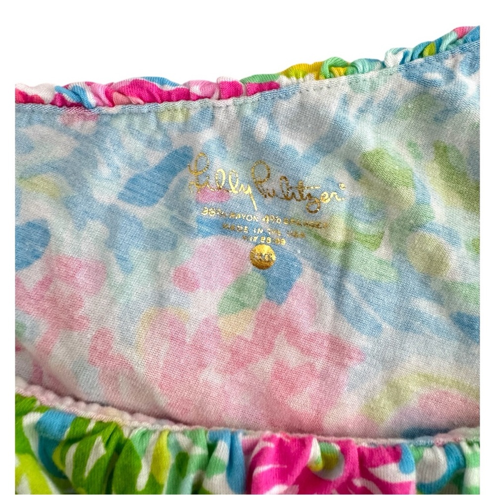 Lilly Pulitzer Neveah Vibrant Pink Blue Green Floral One Shoulder Top XXSmall - Picture 5 of 8